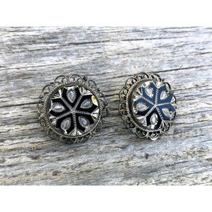 Vintage 925 Sterling Glass Mexico Clip earrings